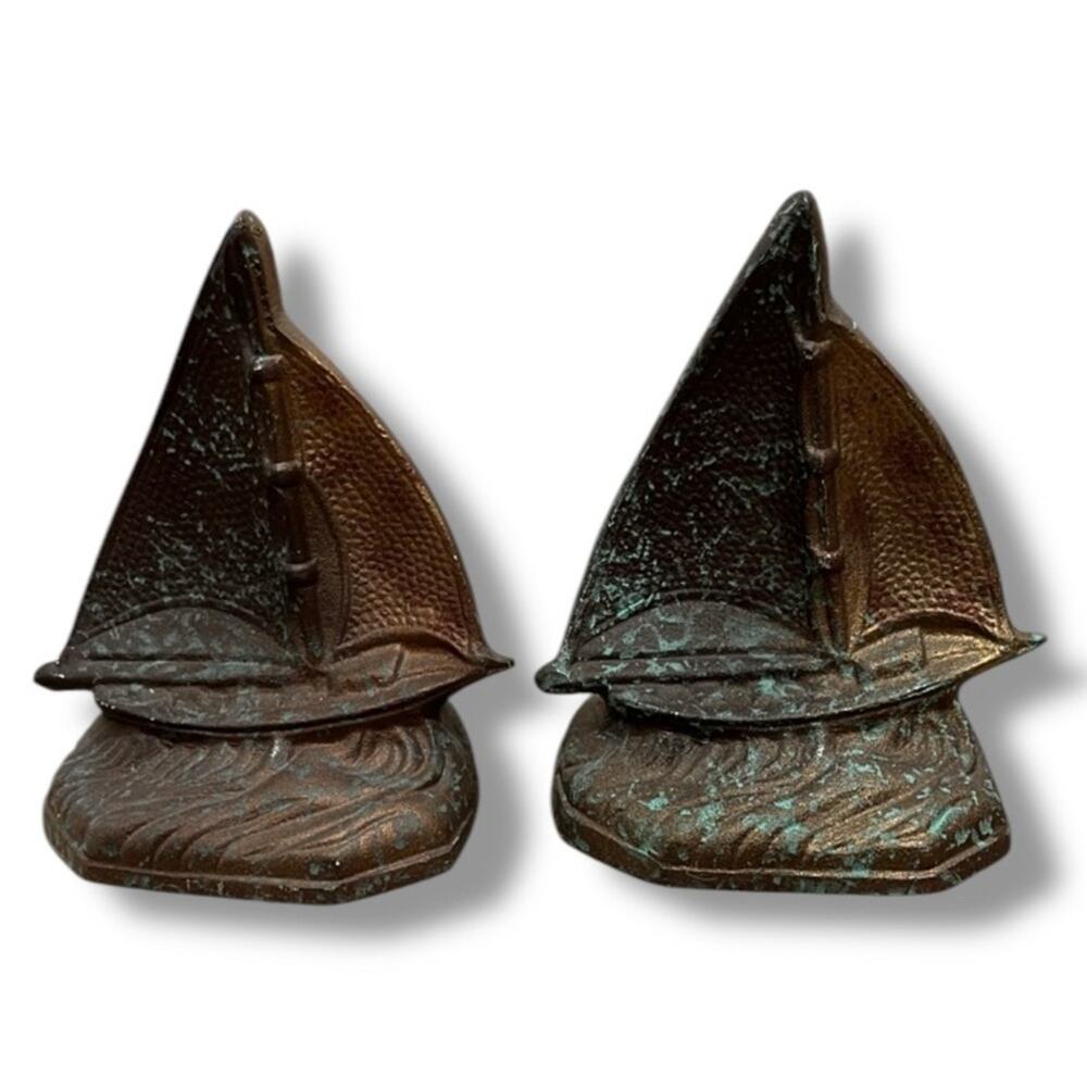 Vintage Bookends Cast Metal Sailboat Nautical Decor Midwest of Cannon Falls